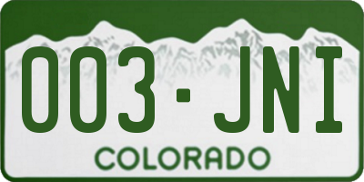 CO license plate 003JNI