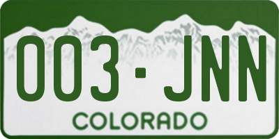 CO license plate 003JNN