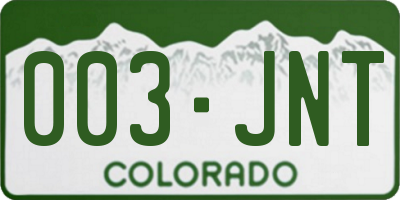 CO license plate 003JNT