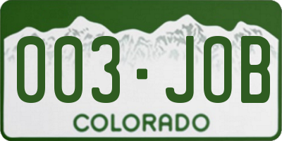 CO license plate 003JOB