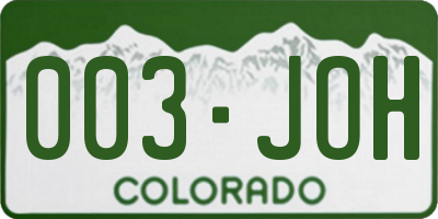 CO license plate 003JOH