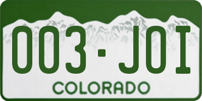CO license plate 003JOI