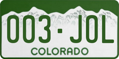 CO license plate 003JOL