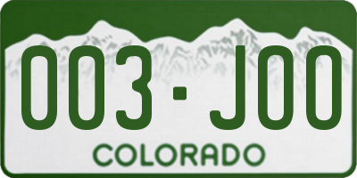 CO license plate 003JOO