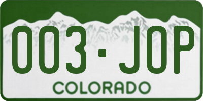 CO license plate 003JOP