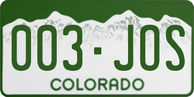 CO license plate 003JOS