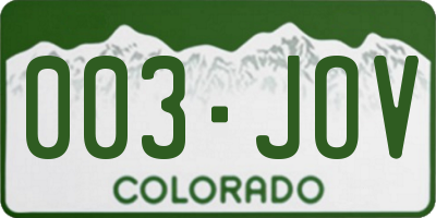 CO license plate 003JOV
