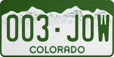 CO license plate 003JOW