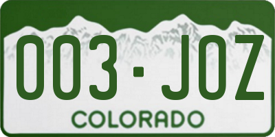 CO license plate 003JOZ