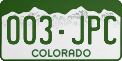 CO license plate 003JPC
