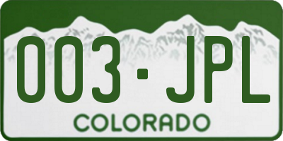 CO license plate 003JPL
