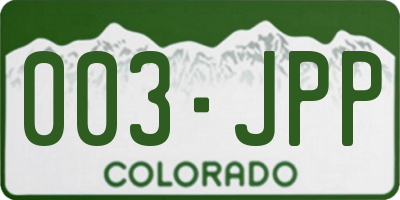CO license plate 003JPP
