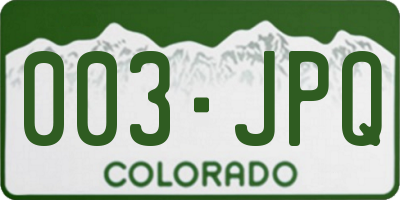 CO license plate 003JPQ