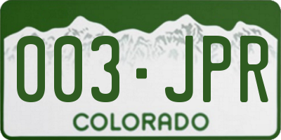 CO license plate 003JPR