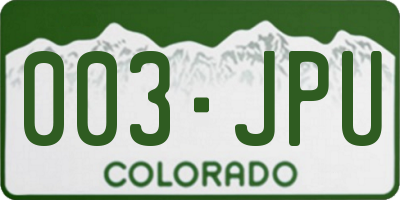 CO license plate 003JPU