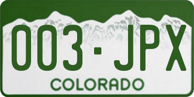 CO license plate 003JPX