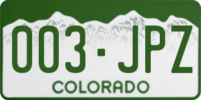 CO license plate 003JPZ