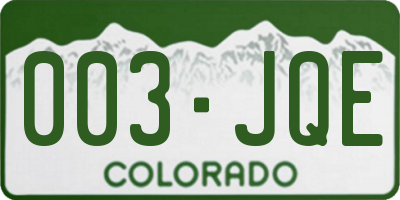 CO license plate 003JQE