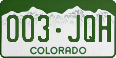 CO license plate 003JQH