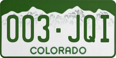 CO license plate 003JQI