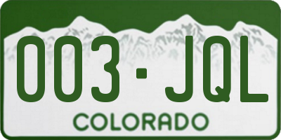 CO license plate 003JQL