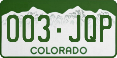 CO license plate 003JQP