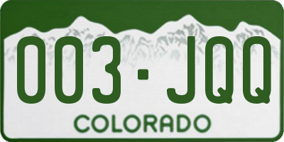 CO license plate 003JQQ