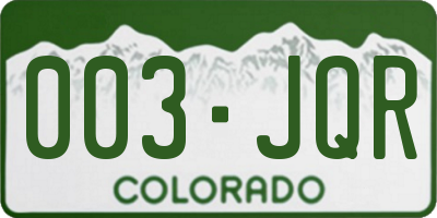 CO license plate 003JQR