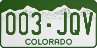 CO license plate 003JQV