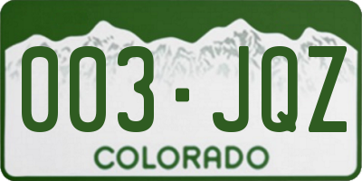 CO license plate 003JQZ