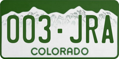 CO license plate 003JRA