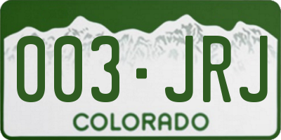 CO license plate 003JRJ