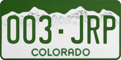 CO license plate 003JRP