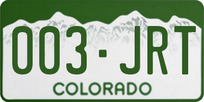 CO license plate 003JRT