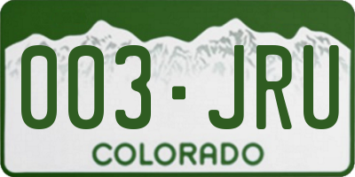 CO license plate 003JRU