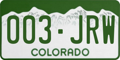 CO license plate 003JRW