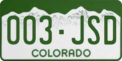 CO license plate 003JSD
