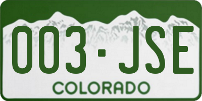 CO license plate 003JSE