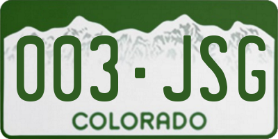 CO license plate 003JSG