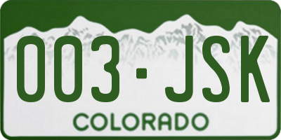 CO license plate 003JSK