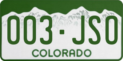 CO license plate 003JSO