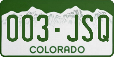 CO license plate 003JSQ
