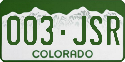 CO license plate 003JSR