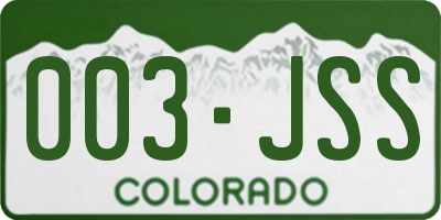 CO license plate 003JSS