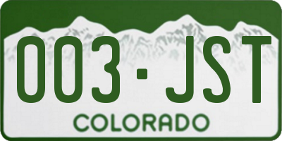 CO license plate 003JST