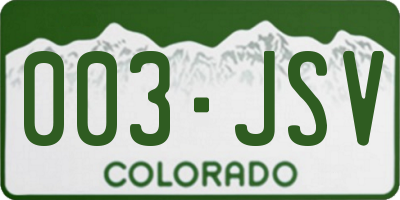 CO license plate 003JSV