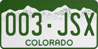 CO license plate 003JSX