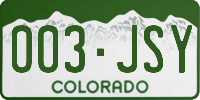 CO license plate 003JSY