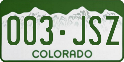 CO license plate 003JSZ
