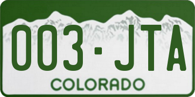 CO license plate 003JTA